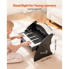 Kids Piano Keyboard, 25 Keys Wooden Digital Piano for Kids, Mini Music Education