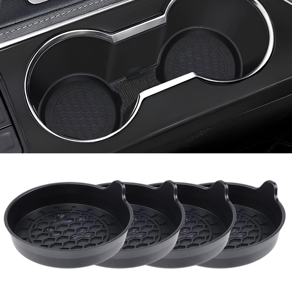 Amooca Automotive Cup Holders Universal Car Coaster 4 pack, Black