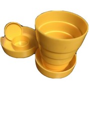 Travel Cup Folding Egg yoke Vintage NOS 1985 Duray Collapse Cup Pill Box Plastic