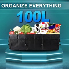 Extra 98L Collapsible Car Storage Trunk Organizer Large Trunk Organizer Black