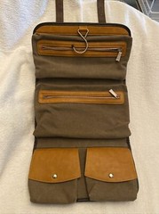 Vetelli Brown Vegan Leather ,Canvas Travel Accessory ,Case ,Hanging Bag