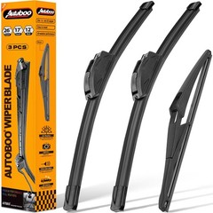 26&Prime;+17&Prime; Windshield Wipers with 12&Prime; Rear Wiper Blade Replacement for Nissan Ro…