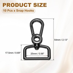 10Pcs 1&Prime; Hooks for Lobster Closures with D Ring, Dark Grey