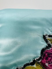 Vintage Set Satin Boudoir Toiletries Wrap With Matching Jewelry Pouch Baby Blue