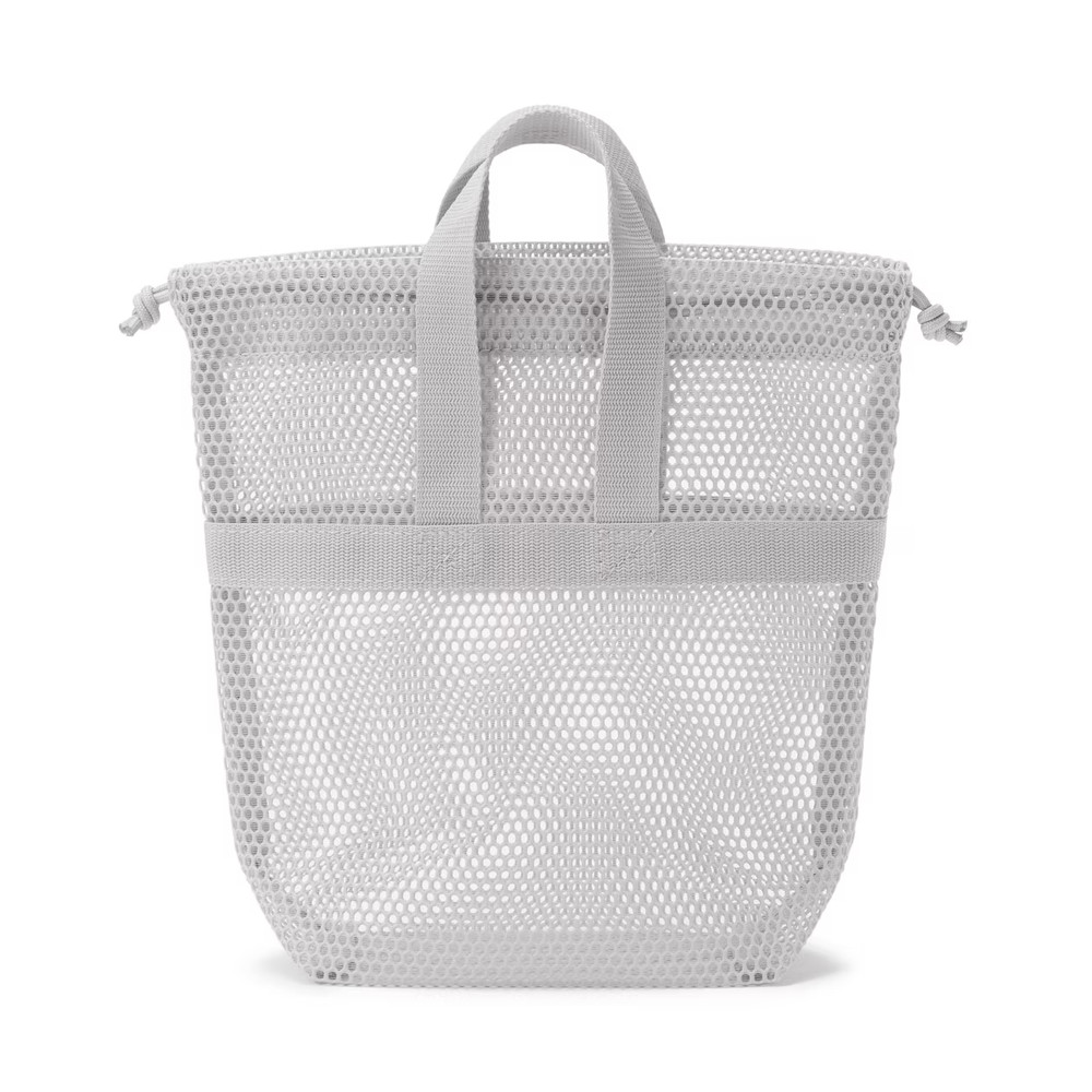 MUJI 3D Mesh Drawstring Bag with Handle Gray, Size S, Approx. 23 x 8 x 23 cm