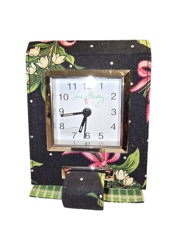 VERA BRADLEY Travel Clock Retired New Hope Snowdrops Breast Cancer New Battery