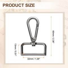 10pcs Metal D Ring for Quick Hook 1.26&Prime; 360° Gunmetal