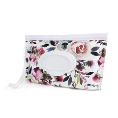 Reusable Travel Wipes Case – Holds 30 Wet Wipes, Silicone Wristlet Strap, Floral