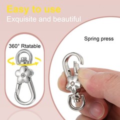 2pcs Lobster Quick Hooks with Ring, for Metal Flower, Silver