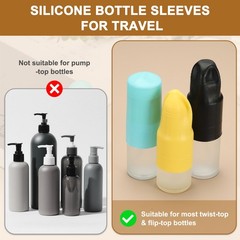 12Pcs Silicone Bottle Covers for Travel Essentials Black