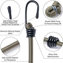 8inch Bungee Cords with Hooks,10Pcs Heavy Duty Extra Strong 8inch, Black