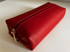 Red Leather Travel Pouch