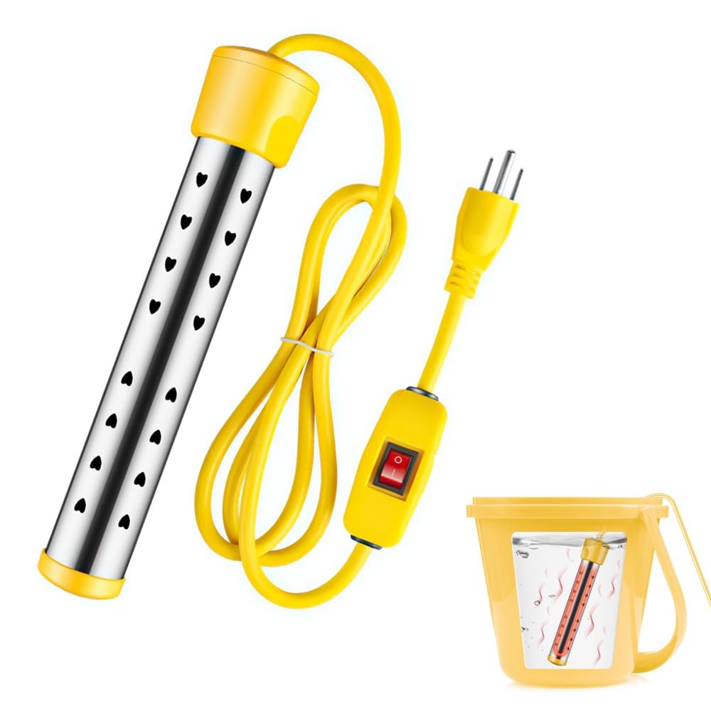 Immersion Water Heater 1500W, UL Listed Certified, Portable Yellow