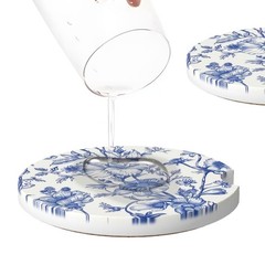 Neukim 2pcs Car Cup Holder Coaster One Size, Navy Blue Vintage Floral
