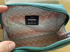 (3) MISSONI Delta One First Class Amenity Kit Bag Makeup Travel Teal Cream Empty