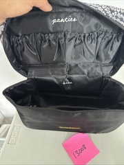 Victoria’s Secret Travel Makeup Case Black Satin Bra Panty Bag Organizer