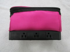 Intertek Travel Charging Tote/Bag- 2 USB Ports 6 Outlets-Pink