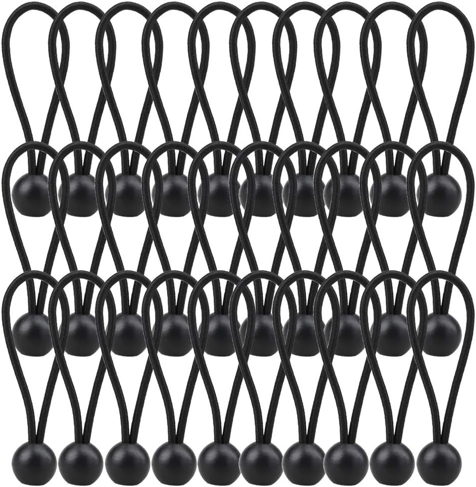 AOPRIE 30 Pack Bungee Balls, Black Ball Heavy Duty 4 In,
