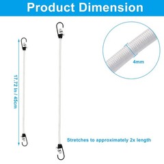 HARSKIYER 18 Inch Small Bungee Cords 18 Inch, White Rope, Black Hook,