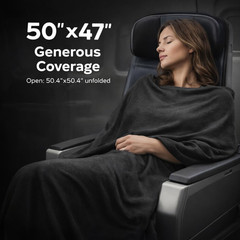 G-Force Jersey Knit Packable Travel Blanket Black Color with Carry Strap and Lug