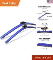 22&Prime; + 22&Prime; Set of 2 Blue All Weather Automotive Replacement Windshield Wiper …