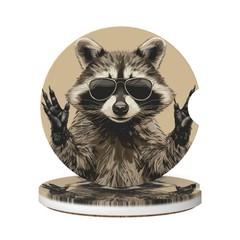 Neukim 2pcs Car Cup Holder Coasters Raccoon Rock One Size,