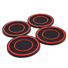 4X Car Cup Holder Coaster Non-Slip Anti-dust Embedded in 2.77 inches, Red