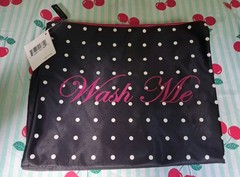 Macys Travel Bag, Wash Me Wear Me, Dual Sided Sorter, Zip, Black Polka Dot, NWT