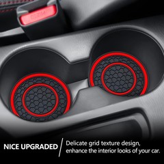 Auprite Car Cup Coasters, 4PCS 2.75 Inch Universal Auto Holder Insert Red