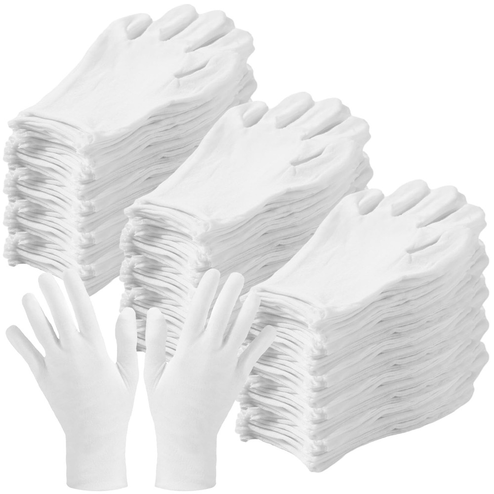 Frienda 300 Pcs Cotton Gloves Bulk Large Size for Men Women XL, White