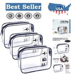Eco-Friendly TSA Approved Clear Toiletry Bags – 3 Pack for Effortless Travel