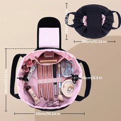 Lay Flat Drawstring Makeup Bag – Large Travel Cosmetic Toiletry Organizer Pink