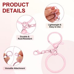 20Pcs Large Purse Charm Bag Hooks with Rings, Light Pink