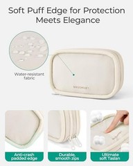 Electronics Organizer Travel Case, Cord Organizer for A-Double Layer Beige