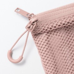 MUJI polyester double zipper case Pink L Approx. 19 x 27 cm