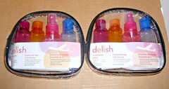 8pc Delish Travel Bottle set with Pouch Containers Twist Cap Spray Mini Empty