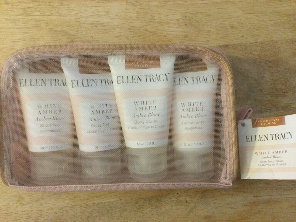 Ellen Tracy White Amber 5pc Body/Bath/Shampoo/Conditioner Travel Set