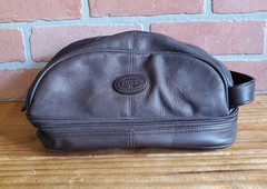 Fossil Toiletry Shaving Travel Bag Case Brown Men&rsquo;s Zipper Top