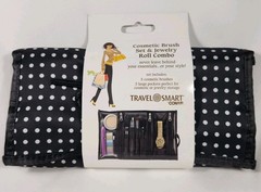Travel Smart by Conair Jewelry Roll Bag w/ 5pc Cosmetic Brush Set NEW