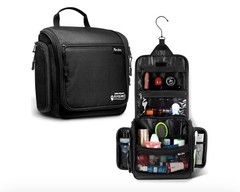 AvaJex Large Hanging Travel Toiletry Bag 19 Compartments 10.6”x10.6”x3.2”, BLACK