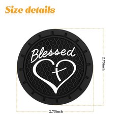 SWPHRT 2PCS Car Cup Holder Coaster, Blessed Cross Heart Vehicle Insert Black