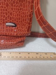 Travelon VTG Crossbody Anti- theft Orange Purse Multiple Pockets Zippered Croco