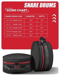 14in Snare Drum Case 12mm Padded Bag Black Travel Gig Storage