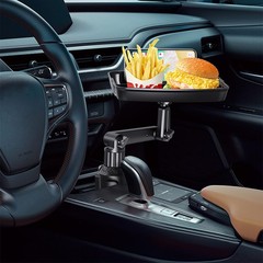DOUBFIVSY Larger Cup Holder Tray for Car, 10 inch Car Food with Black