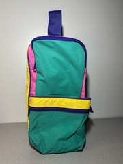 Vtg 80s Color Block Neon Retro Toiletry Cosmetic Travel LunchBag 13&Prime; X 6&Prime; Avon