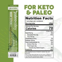 Paleovalley: 100% Grass Fed Beef Sticks 10 Count – Jalapeno Flavor