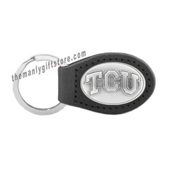 Texas Christian University TCU Zep-Pro Leather Concho Key Fob black keychain