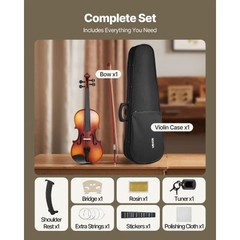 Violin 4/4 Full Size for Adults, Violin Fiddle Set for Beginners Student with Ha