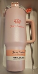 Juicy Couture Stainless Steel Tumbler Double-Walled with Straw Topper & Lid 40