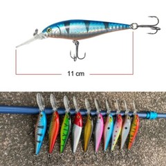 10pcs 11cm/10.5g Trolling Bait Minnow Fishing Lure Bass Crankbait Tackle Wobbler
